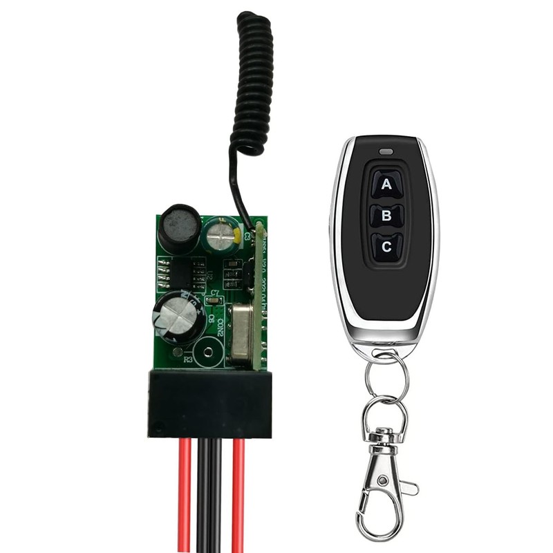 Meskliu 12v Mini Remote Control Switch,3 Way Wireless Lights Switch