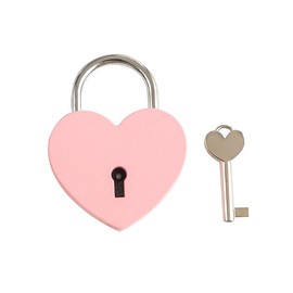 Treasure Chest Padlock,Mini Love Heart Shaped Metal Lock Colorful Diary Book Security Padlock with Key for Jewelry Box Purse Handbag Cabinet Lockers Letter Box Keyed Padlocks (Pink)