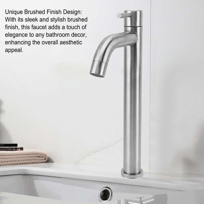 Single Cold Water Kitchen Faucet Stainless Steel Single Hole Bathroom