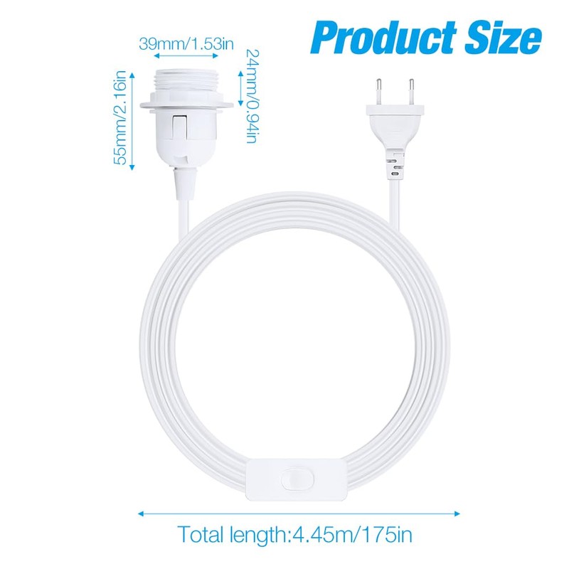 XEERUN E27 Lamp Socket with Switch with Plug, 3 x