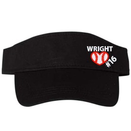 Women's Baseball Heart Shaped Ball Visor, Optional Player Jersey Name Team Number, Embroidered with Custom Thread Colors, Spirit Wear Gift for Mom Her Wife Girlfriend Coach, Optional Distressing