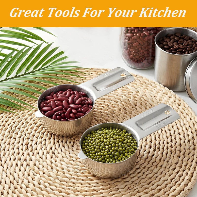 2 Pcs 1/4 Cup Stainless Steel Measuring Cup 60ml |