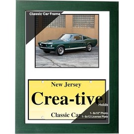 Creative Picture Frames 8x10 Candy Green Classic Car Frame with 6x12 License Plate Frame Display with White Mat