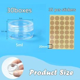 Pack of 30 Containers, 5 ml, Containers with Lid, Tins for Lip Balm, Small Jar for Lip Balm, Mini Cream Jar, Empty Cream Jars, Ointment Jars, Cosmetic Jars