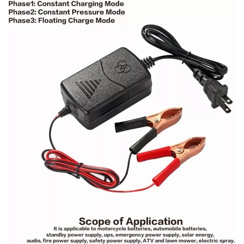 Reswish Car Battery Charger,12V Battery Charger with Crocodile Clip and