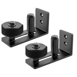 Sliding Barn Door Floor Guide, 8 Setup Options, Adjustable Stay Roller Guide, Black Wall Mounted Barn Door Hardware for Flush Bottoms - 2 Pieces