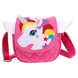 TENDYCOCO Shoulder Bag Unicorn Messenger Purse Cute Handbag Mini for Girls Children, rose, 14X13X5CM