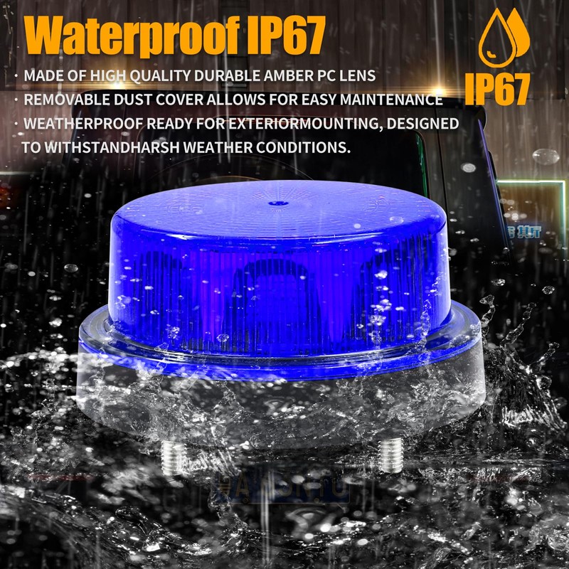 Ygmylandbb LED Strobe Warning Light, Blue Flashing Strobe Beacon Light,