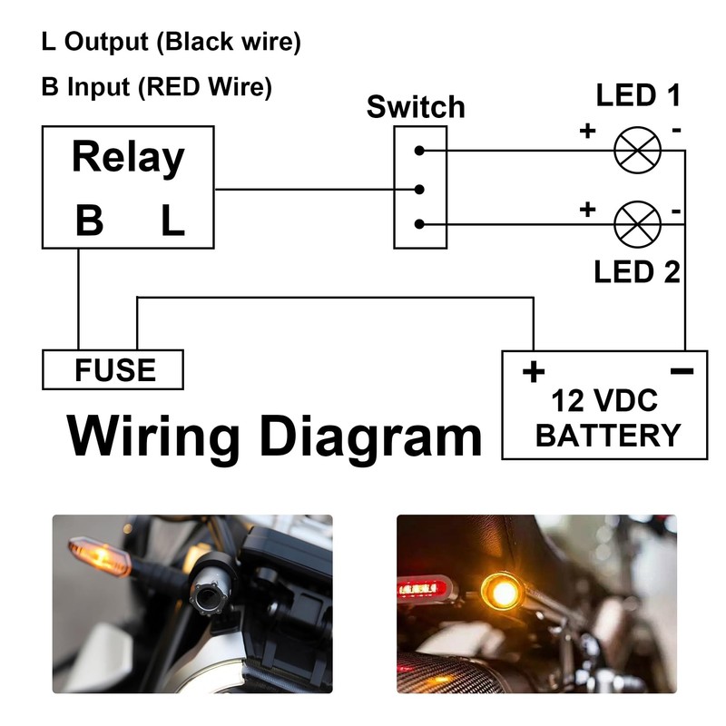 Weasch 2Pack 12V 2-Pin Electronic LED Flasher Relay, LF1-S-PIN Wiring