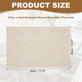 sourcing map Faux Linen Placemats, 12x18 Inch Heat Resistant Place Mats Machine Washable Non-Slip Cloth Placemats for Dining Table Kitchen Indoor Outdoor Home Decoration(Beige,4Pcs)