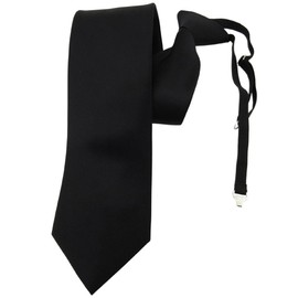 TigerTie Security Satin silk tie in black monochrome elastic band - tie necktie silk