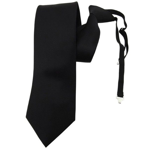 TigerTie Security Satin silk tie in black monochrome elastic band