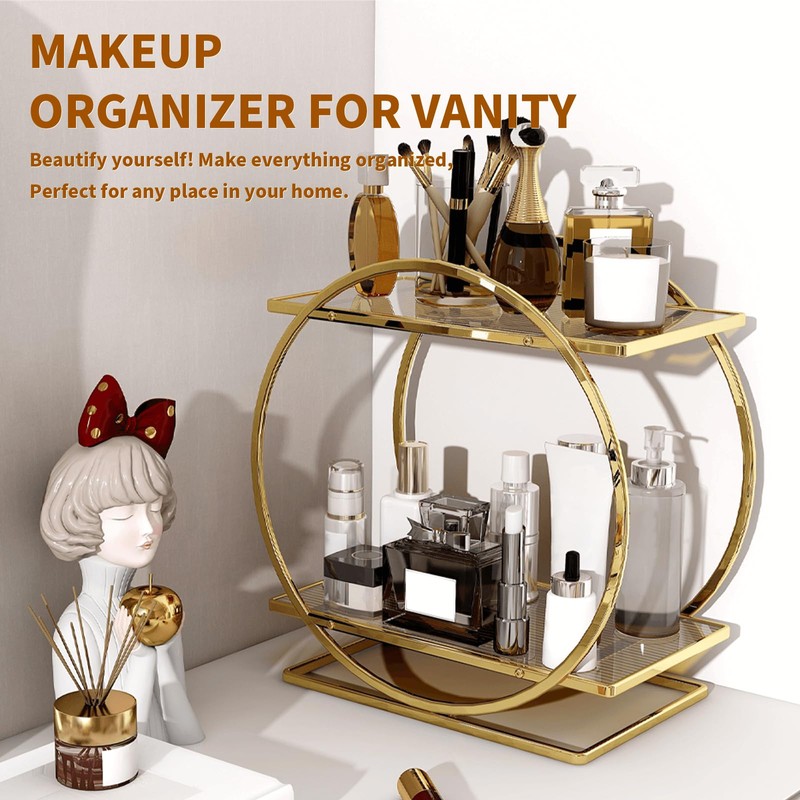 YIWANFW Perfume Organizer for Dresser, 2 Tier Bathroom Counter Organizers