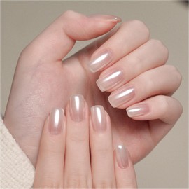 GAOY Polvo para uñas perla cromo blanco, pigmento brillante con efecto espejo, decoración de uñas estilo sirena aurora, blanco lustroso