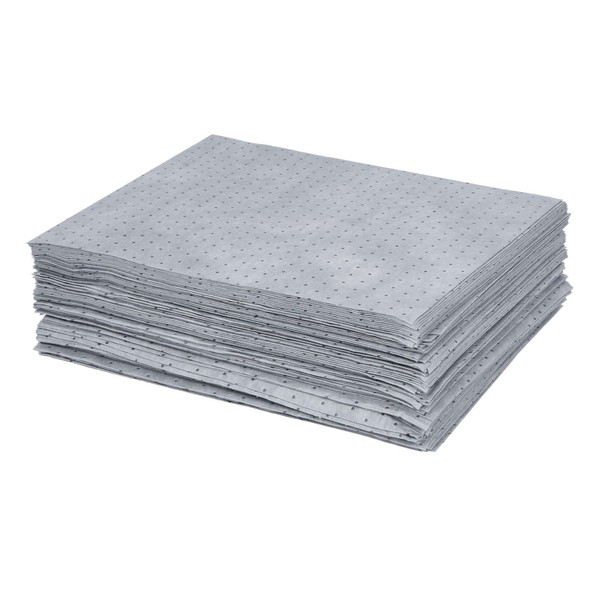 Nisorpa 100 pcs Universal Absorbent Pads Oil Absorbent Mat 19.68 x 15.74 x 0.08 inch Spill Absorbent Pads Oil Absorbing Pads,Grey