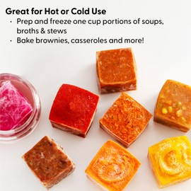 W&P Bandeja de silicona para congelador con tapa, azul, hace 6 porciones perfectas de 1 taza, congelar y almacenar sopa, caldo, salsa, sobras, apto para lavavajillas