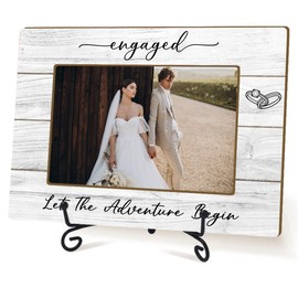 yutogan Engagement Couple Picture Frame, Engaged Engagement Gifts For Newlyweds Couple, Table Decor Wooden Wedding Engaged Photo Frame 4x6-TJ16