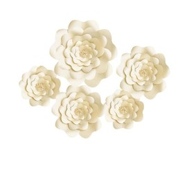 dailymall Wall Paper Flowers 3D Large Paper Flowers Decorations for DIY Wedding Bridal Shower Baby Girl Nursery Decor Kids Room Bedroom Flower Backdrop Party (Cream)