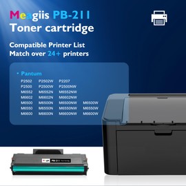 Meagiis Compatible PB-211 Toner Cartridge Replacement for Pantum PB-211 PB211 PB-211E PB211EV Toner Cartridge Use for Pantum P2502W P2500W M6552NW M6550NW M6600NW M6602NW (1 Pack,1600 Pages)