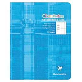 Clairefontaine 3794AMZC Set of 6 Stapled Writing Notebooks - 17x22 cm - 32 Pages Double Line 3 mm Vertical Spacing - 90 g White Paper - Laminated Card Cover - Random Colors