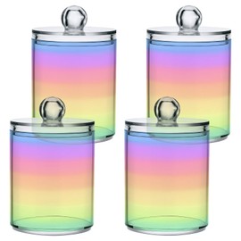 Zhirexin Rainbow Pastel 2PC Airtight Transparent Plastic Storage Jar Food Storage Container Plastic for Food Herbs Tea etc with Storage Lid easy to use and clean With lid Easy To Use