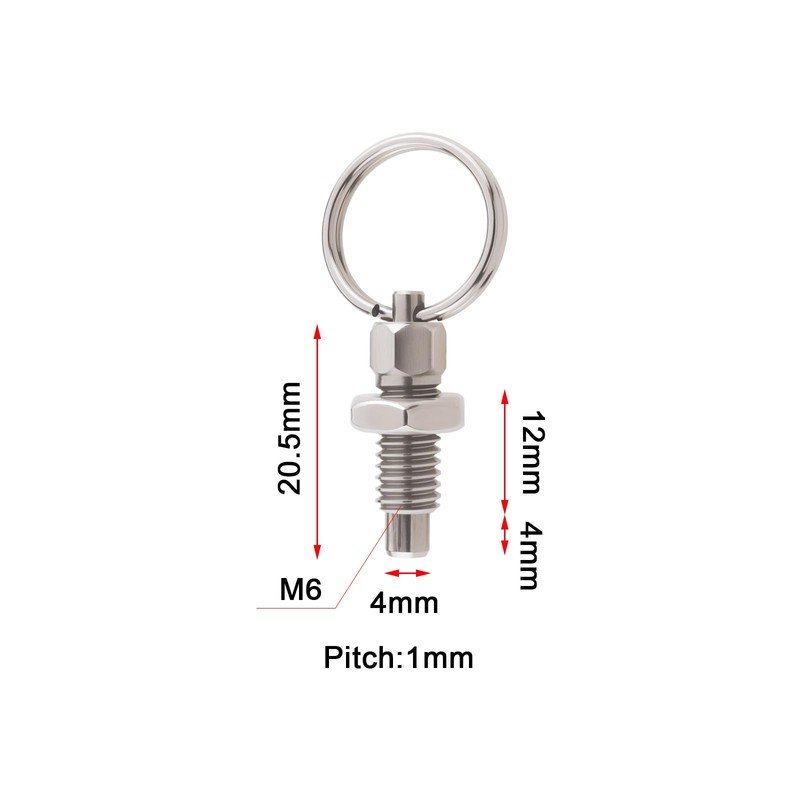 Micro Traders 4PCS Spring Plunger with Pull Ring M6 Quick