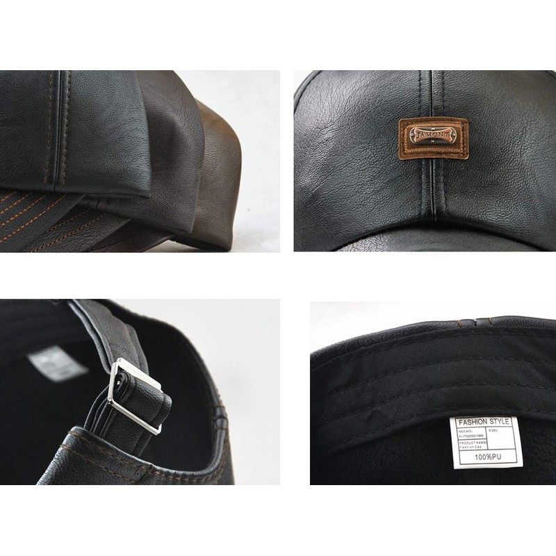 CHENNUO PU Leather Baseball Cap Men's Baseball Cap Outdoor Winter