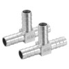sourcing map 2Pcs 3/4" Tee Hose Barb Pipe Fitting, 304