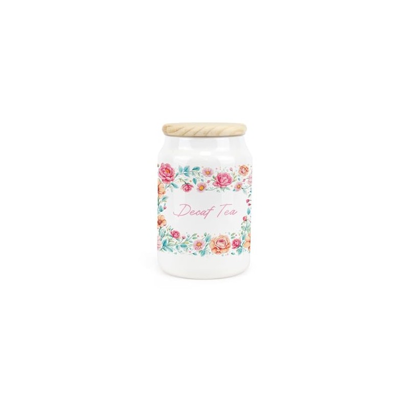 Purely Home Flower Border Ceramic Decaf Tea Storage Canister -