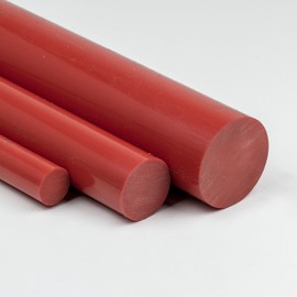 PVC Round Rod, Red, Diameter 70 mm - Plastic Rod Length 75 mm - PVC-U Round Material Cut to Size