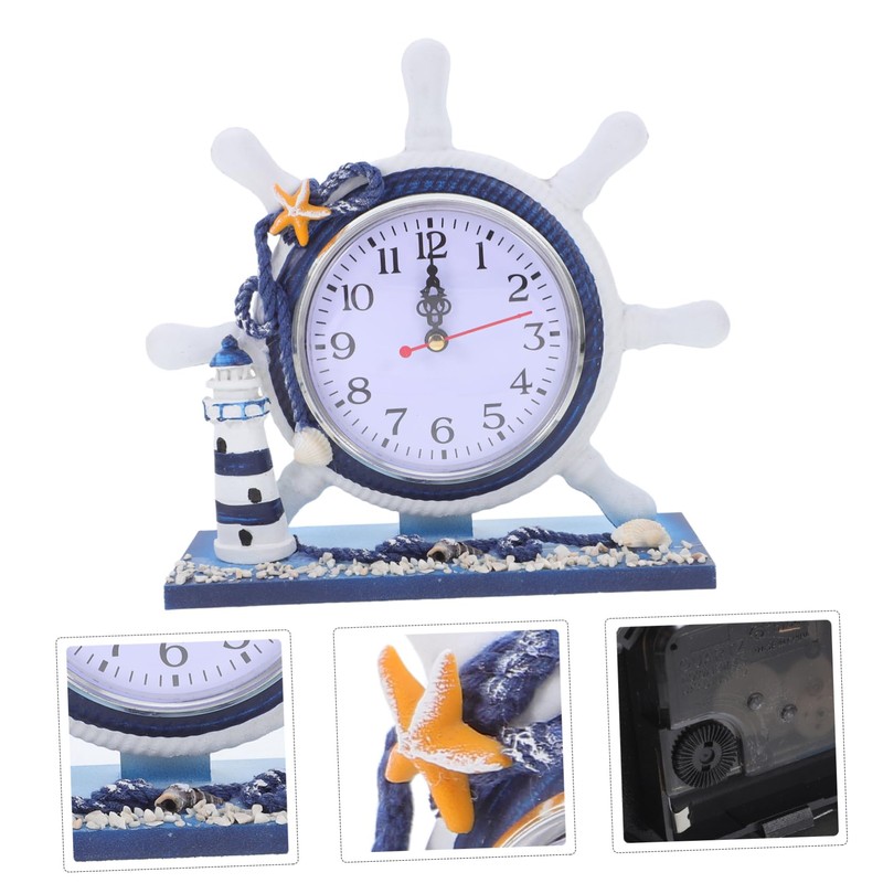 Mobestech 1Pc Nautical Style Clock Creative Lighthouse Design for Living
