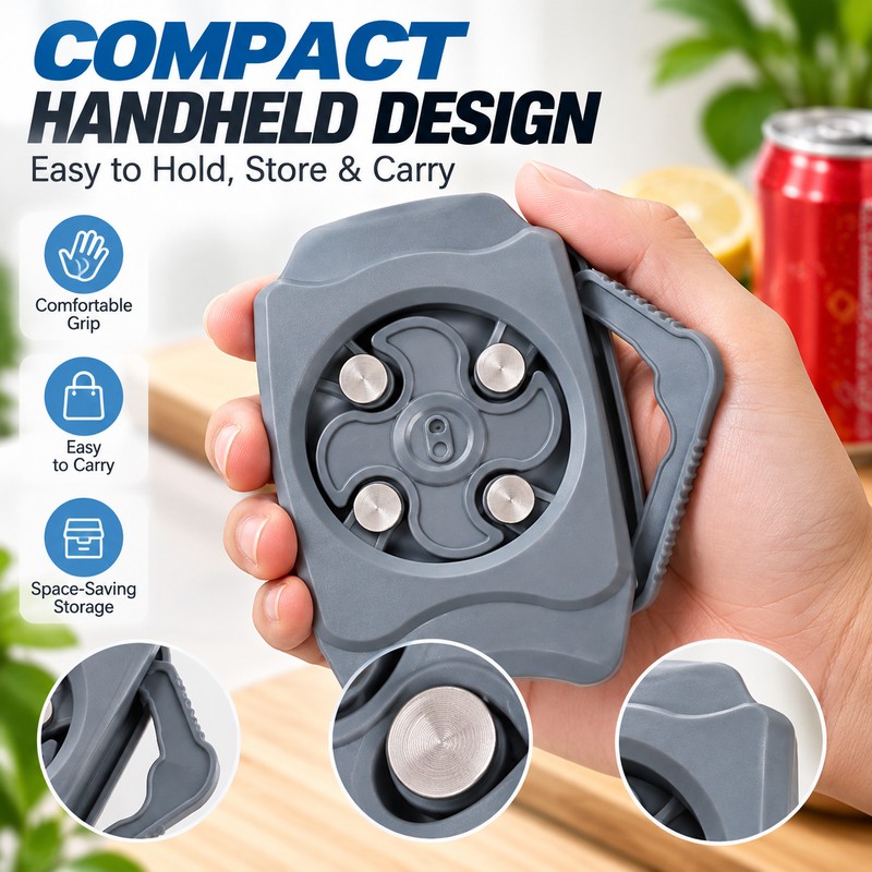 Portable Can Opener for Easy Lid Removal – Manual Four-Wheel