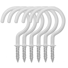 Fjyikj Pack of 40 Utility 1-1/2 inch Ceiling Hooks Vinyl Coated Screw-in Wall Hooks Plant Hooks Hangers Kitchen Hooks Cup Hooks for Indoor & Outdoor Use (White)