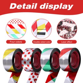 4 Rolls Bird Scare Tapes- 656 Ft Bird Reflective Scare Tape Ribbon- Double Sided Spiral Repellent Reflective Tape for Drive Birds and Animal Away from House Garden Patio Lawn