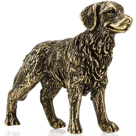 KH866 - Mini estatua dorada de latón para perro (3,7 x 3,3 cm)
