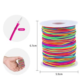 Elastic Thread Bead Cord Elastic Band Jewellery Making Cord Rubber Cord Rainbow Colour Stretch Cord Craft Cord Beads Cord for DIY Jewellery (with Scissors)