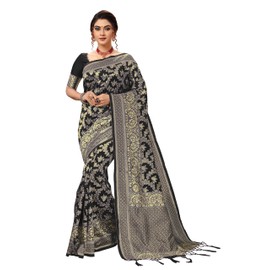 Nivah Fashion Nivah Fashion Women's Banarasi Art Silk Saree with Blouse Piece(NH.S13-Turquoise)