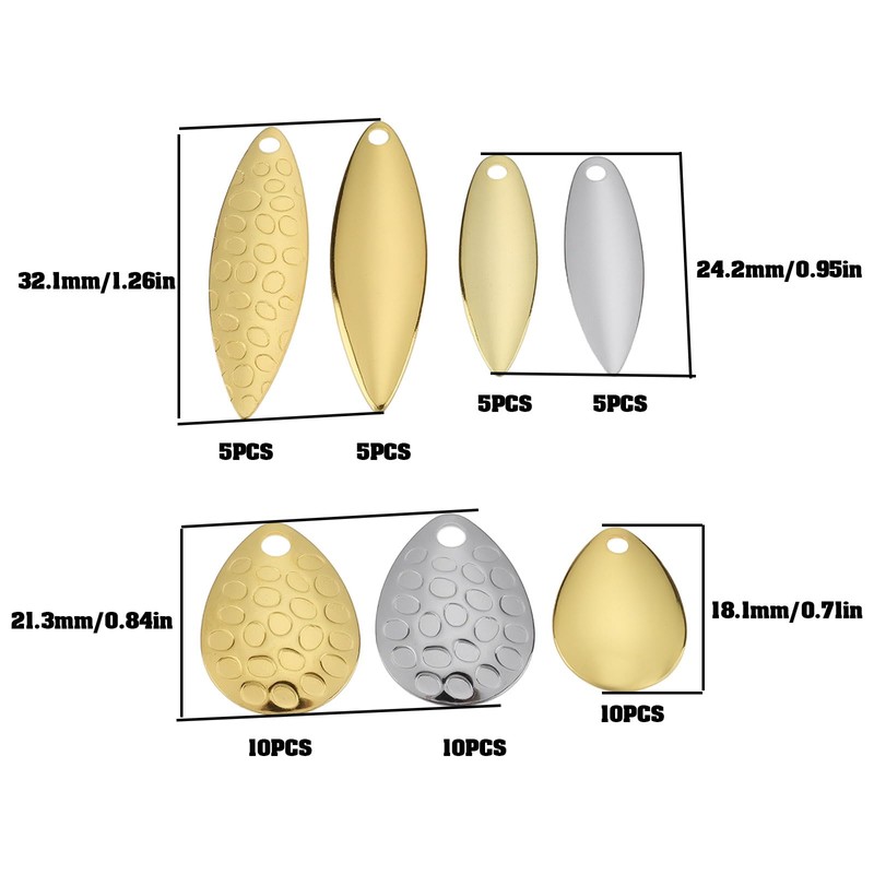 Briny River 50-teiliges Angelköder-Klingen-Set mit Muster und ohne Muster, Kupfer-Angelzubehör