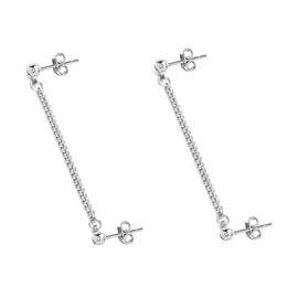 Double Piercing Cartilage Chain Threader Dangle Drop Cuff Ball Stud Earrings for Women Stainless Steel 2nd Holes Climber Crawler Tassel Minimalist Hypoallergenic Post Fashion Jewelry (Silver, One size)