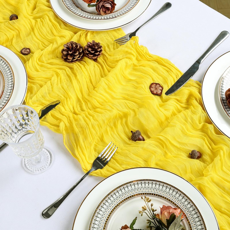 8 Pack Lemon Yellow Cheesecloth Table Runner 10Ft Gauze Cheese