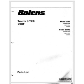 Bolens Husky HT23 23 H.P. Garden Tractor Parts Manual 2389 Large Frame 22 PGS.