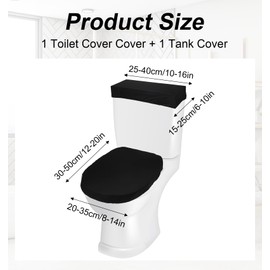 ValueBargain 1Pair Toilet Cover Lid and Toilet Tank Cover, Elastic Bottom Fabric Replacement, Soft Stretch Universal Fit for Bathroom Decor (Black)