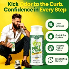 Foot Powder For Smelly Feet, Natural Foot & Shoe Powder for Lasting Freshness, Odor Control, Talc-Free Shoe Odor Eliminator, Absorb Sweat & Anti-Friction for Dry Feet, Men Women Daily Use, 3.5oz