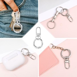 HJZHII Double Opening Swivel Clasp Clips, Metal Swivel Spring Snap Heavy Duty Push Hook Snap Jewelry Clasps Keychain Ring Hooks for Purses DIY Crafts Jewelry Clasps Lanyard Making (Silver)