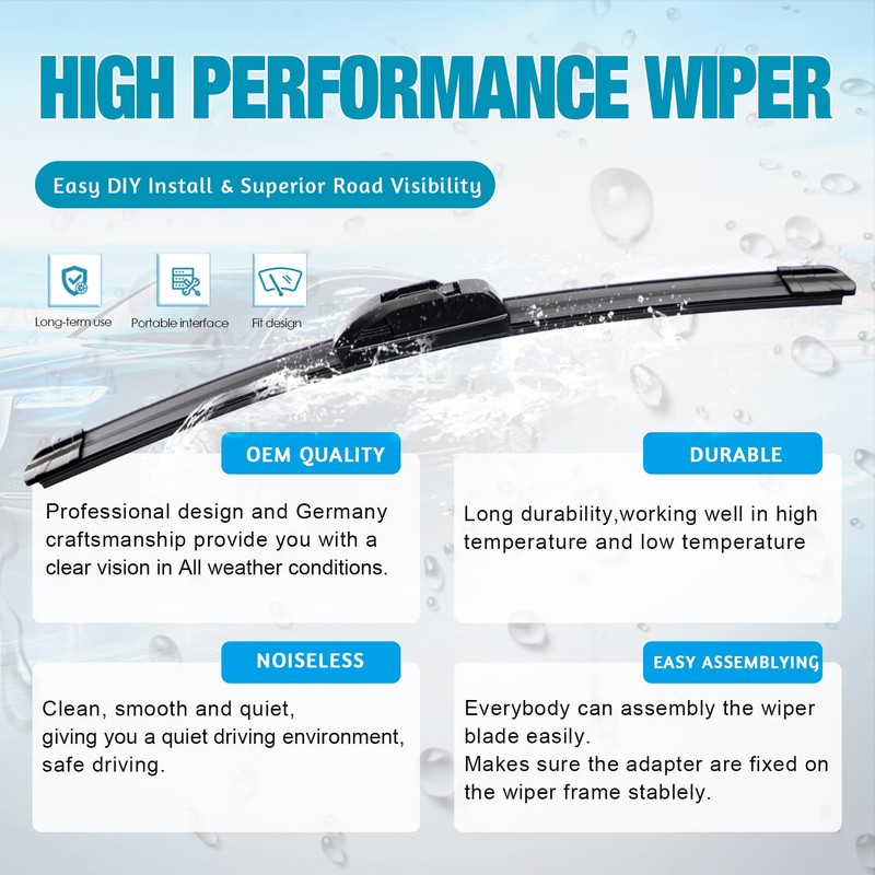 VTOGOI OEM Quality 28''+14'' Premium All-Season Auto Windshield Natural Rubber