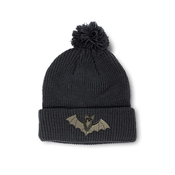 Pom Pom Beanies for Women Bat C Embroidery Wild Animals
