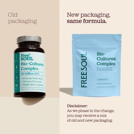 Free Soul 50 Billion CFU Pro Bio Cultures Complex with 16 Live Strains | Advanced Single Capsule Serving with Multi Strain Formula | Vegan Digestive Enzyme Supplement for Gut Health | 30 Capsules