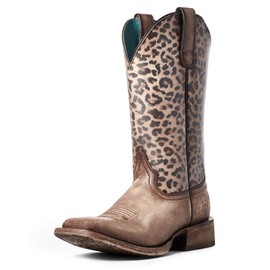 ARIAT BMVY9 Womens Circuit Savanna Western Boot Naturally Distressed Brown/Leopard Print 7.5