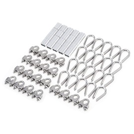60 Pcs 5/32" M4 Cable Clamps Assortment Kit Wire Clamps for Cables Ferrule Aluminum Crimping Loop Sleeve 304 Stainless Steel Thimbles Wire Rope Clamp Clip (M4(5/32"))