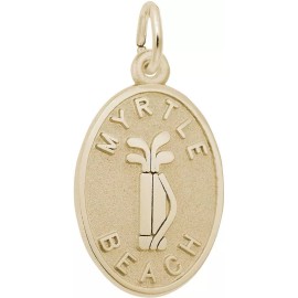 Rembrandt Gold-Plated Sterling Silver Myrtle Beach Golf Clubs Oval Charm by Rembrandt